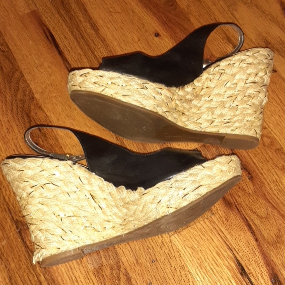 Genuine black leather upper. Wedges. Size 8.5